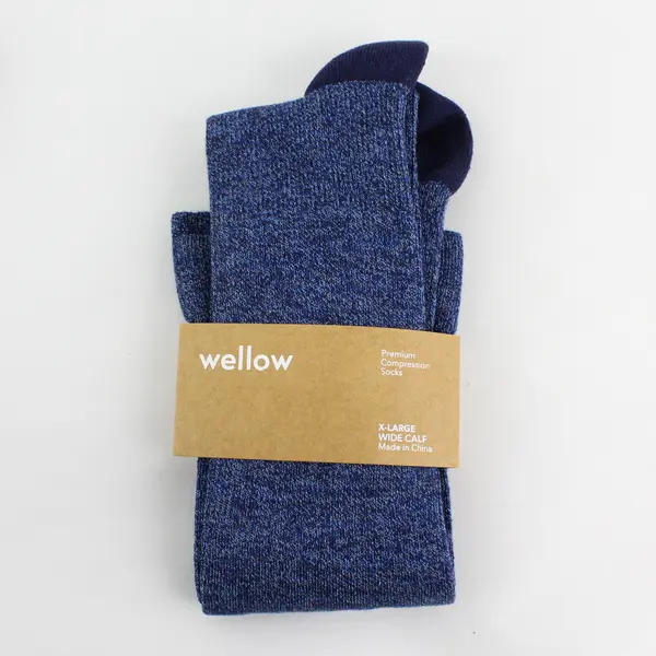 Lot of 2 Wellow Unisex XL Wide Calf - Purple/Blue Premium Compression Socks New