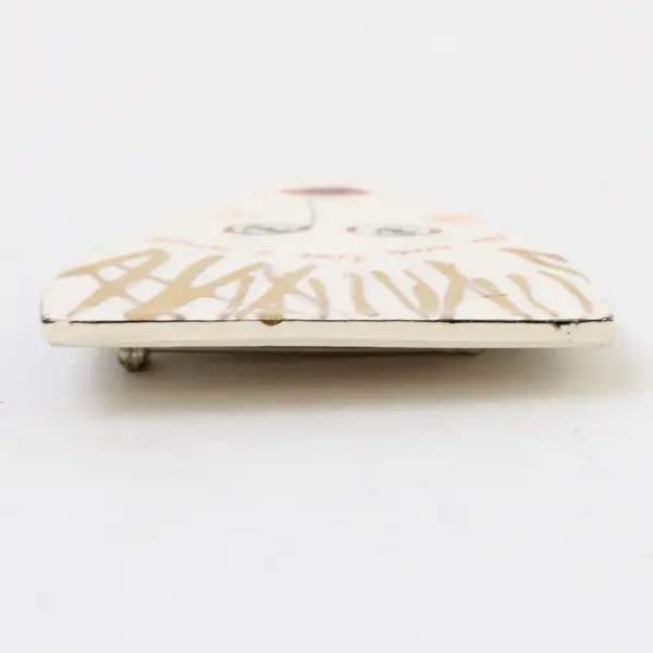 Fred Babb Vintage "She Needs Time 4 Herself" 1980’s Ceramic Signed Pin Brooch