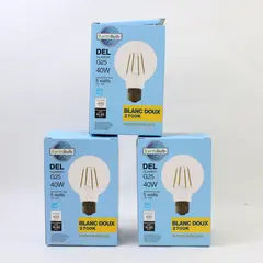 Lot Of 3 Earth Bulb LED Soft White Dimmable Light Bulbs 40W 5 Watts 120 Volts