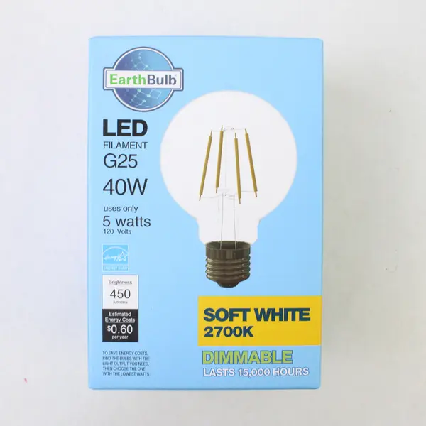 Lot Of 3 Earth Bulb LED Soft White Dimmable Light Bulbs 40W 5 Watts 120 Volts