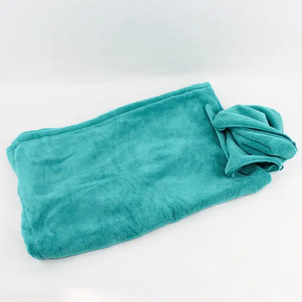 Old Navy Teal Foldable Blanket-to-Pillow w/Zipper Case 48"x30"
