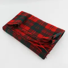 Vintage Red Fringed Tartan Plaid Wool Throw Blanket/Shawl 50"x50" 