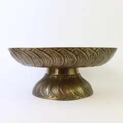 Vintage Solid Brass Pedestal Bowl 11.25" Wide x 5" Tall Heavy Collectible