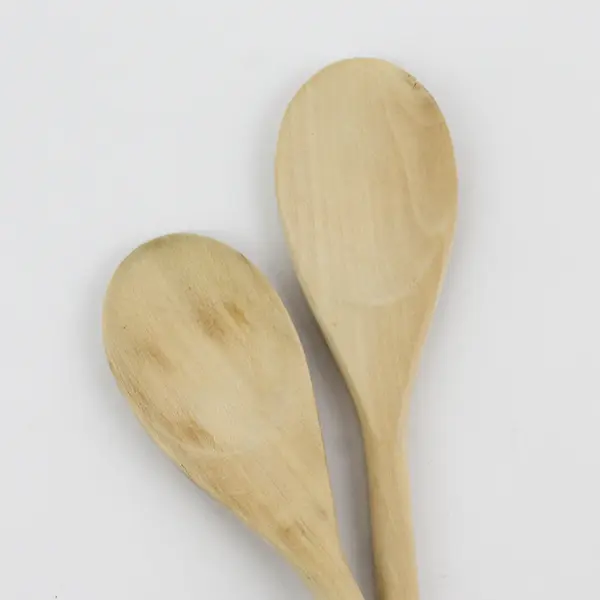 Lot of 4 Light-Toned Handmade Waxed Wood Cooking Spoons
