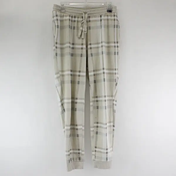 Joyspun Women's M Off-White Plaid Cozy Lounge Collection Knit Sleep Joggers