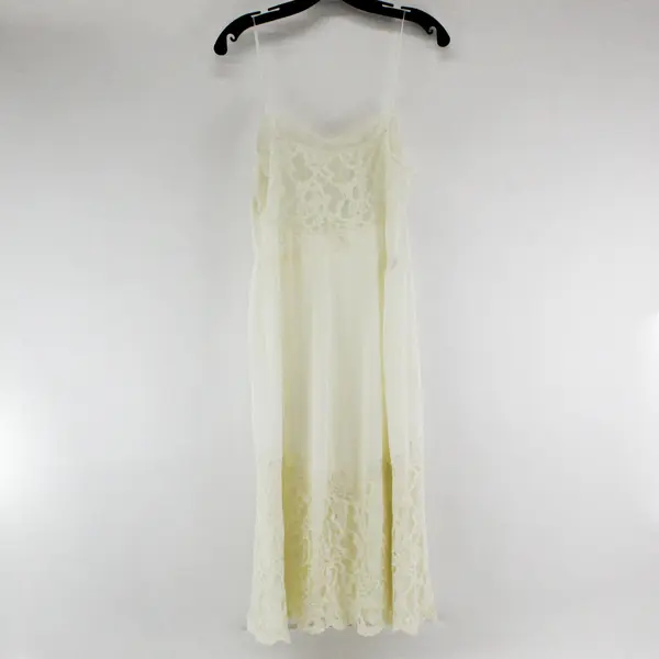 Vintage Tabarin Women's Size 38 Off White Lace Lingerie Slip Sleep Dress