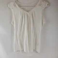 A New Approach White Net Neckline Sleeveless Top Women's Small