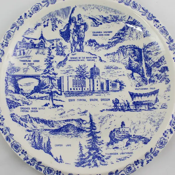 Vernon Kilns State of Oregon  Collector Plate Famous Landmarks