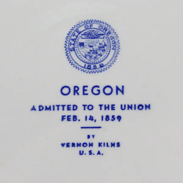 Vernon Kilns State of Oregon  Collector Plate Famous Landmarks