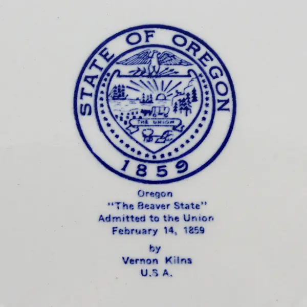 Vernon Kilns Picture Map of Oregon Souvenir Plate