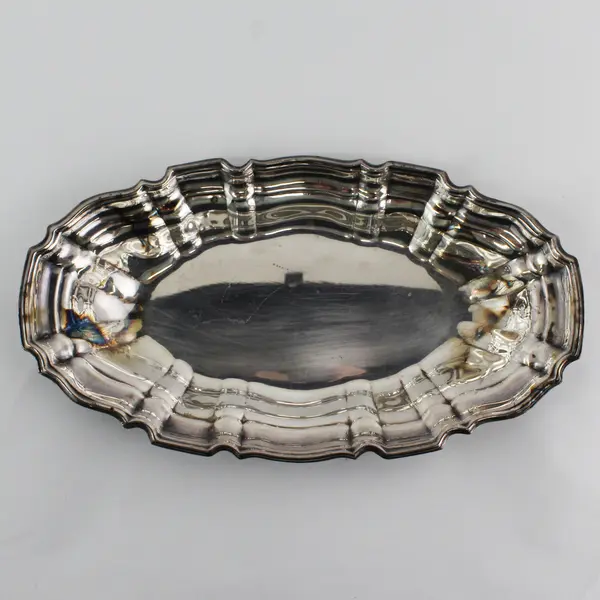 Vintage Towle Oval Silver Plate Serving Bowl Tray 4007 Scalloped Edge 12.5 in 