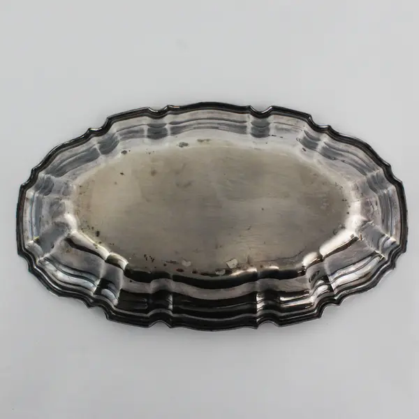 Vintage Towle Oval Silver Plate Serving Bowl Tray 4007 Scalloped Edge 12.5 in 