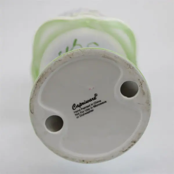 Capriware Floral Nature Scene Ceramic Pedestal Pillar Candle Holder 11" Tall