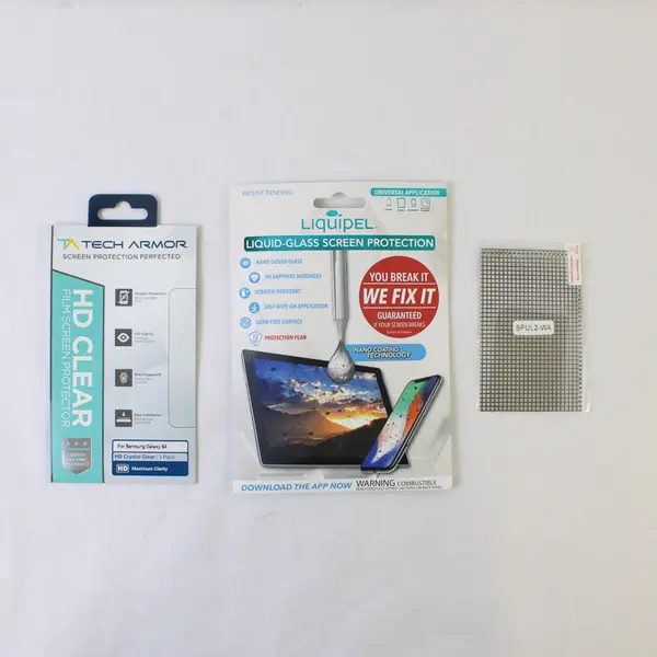 Lot of 3 Assorted Screen Protectors Tech Armor (Galaxy S4), Liquipel, Generic