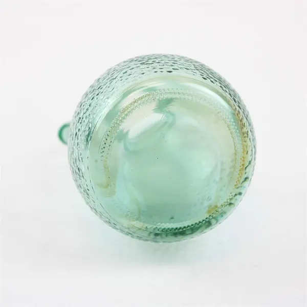 Vintage Unbranded Small Clear Green Textured Glass Decanter/Pitcher 4.25" Tall
