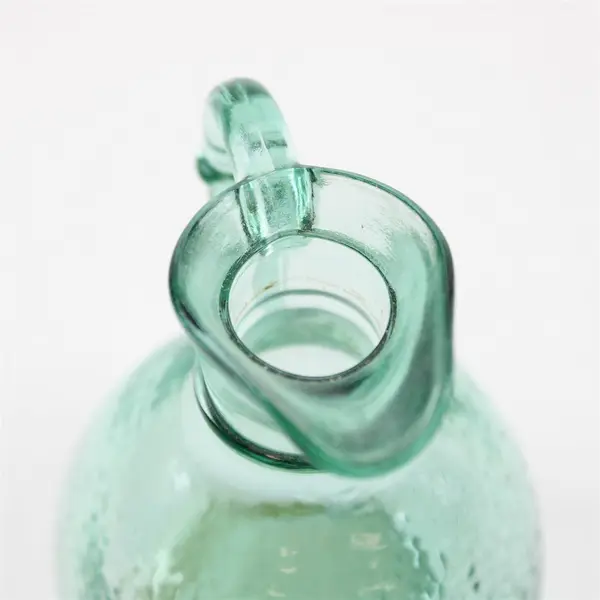 Vintage Unbranded Small Clear Green Textured Glass Decanter/Pitcher 4.25" Tall