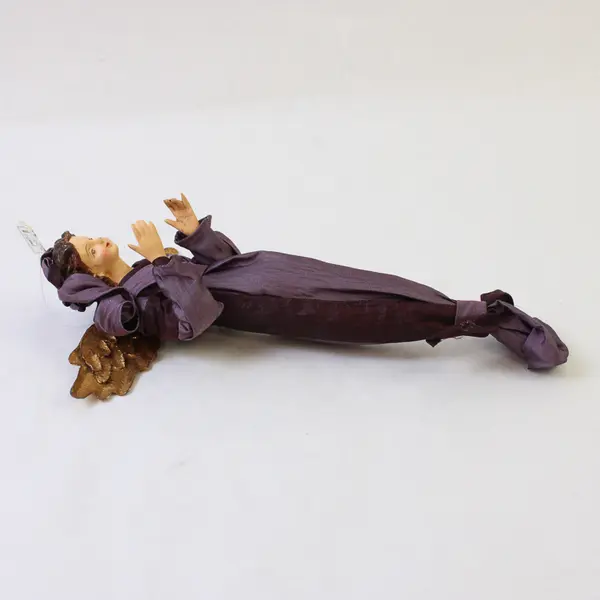Resin Angel Ornament Purple Robe & Gold Wings 9in Figurine - New