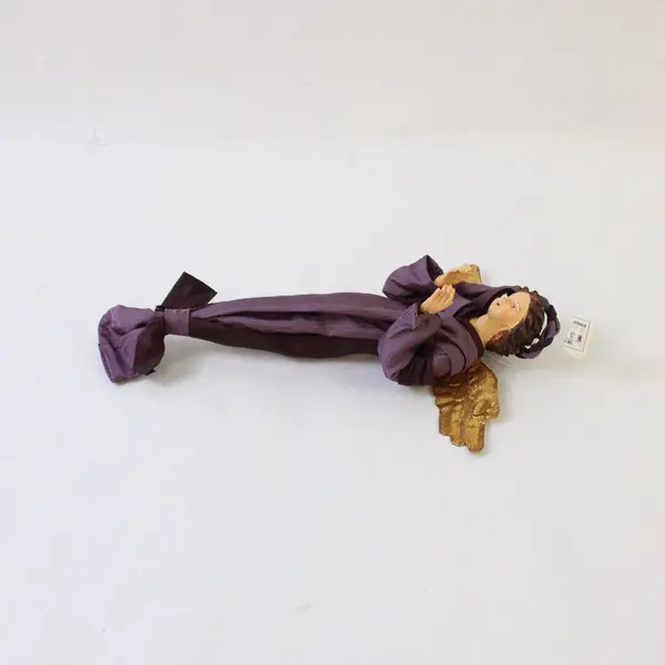 Resin Angel Ornament Purple Robe & Gold Wings 9in Figurine - New