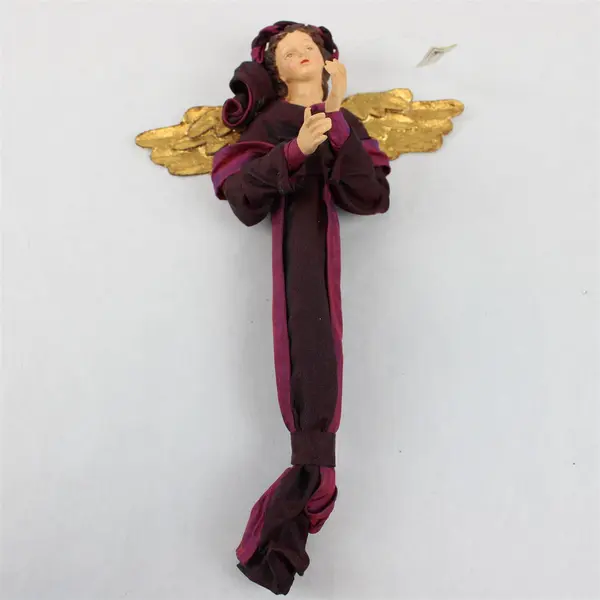 Resin Angel Figurine 9in Purple Robe Gold Wings Slight Wear