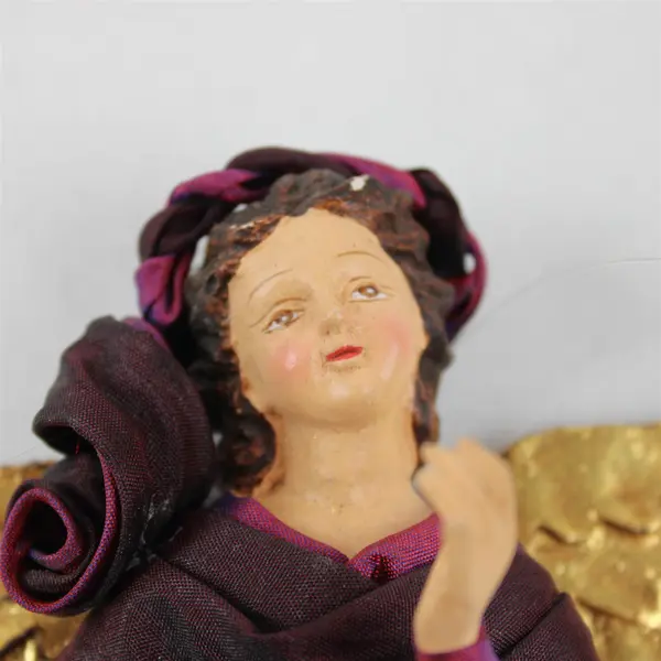 Resin Angel Figurine 9in Purple Robe Gold Wings Slight Wear