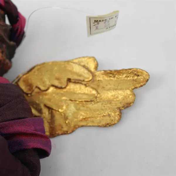 Resin Angel Figurine 9in Purple Robe Gold Wings Slight Wear