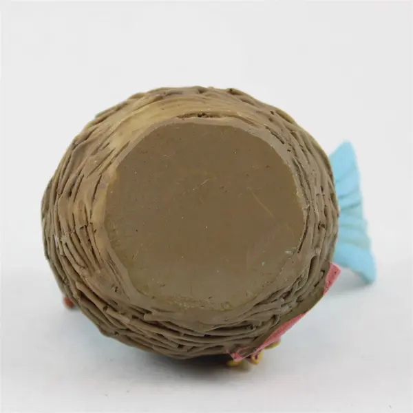 Unbranded Cute Blue Resin Bird In Nest W/ Flowers Figurine Home Decor 2.75" Tall