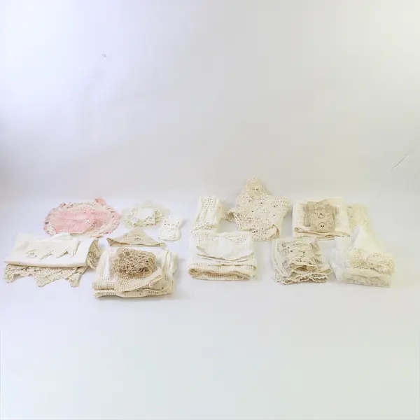 25 Pc Lot Off-White Lace and Crochet Scraps DIY Sewing Trims