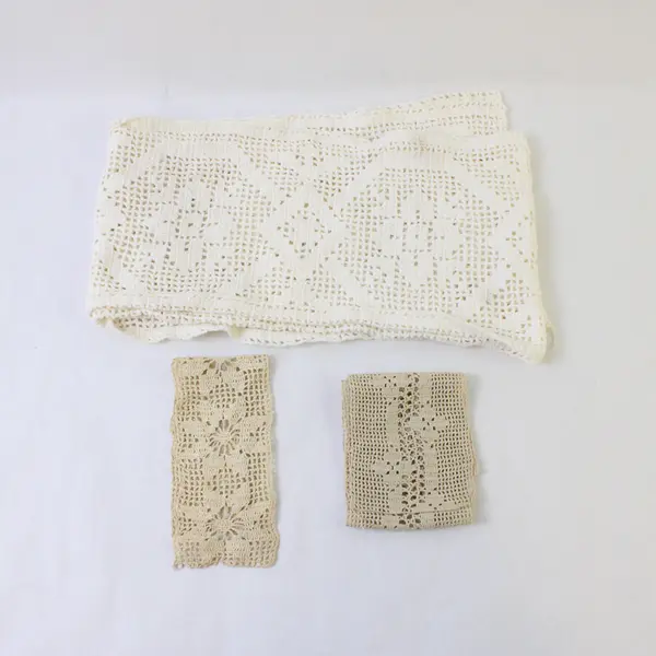 25 Pc Lot Off-White Lace and Crochet Scraps DIY Sewing Trims