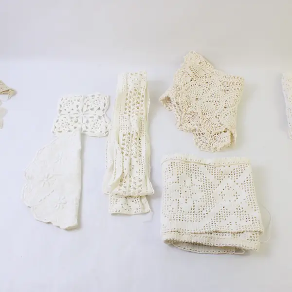 25 Pc Lot Off-White Lace and Crochet Scraps DIY Sewing Trims