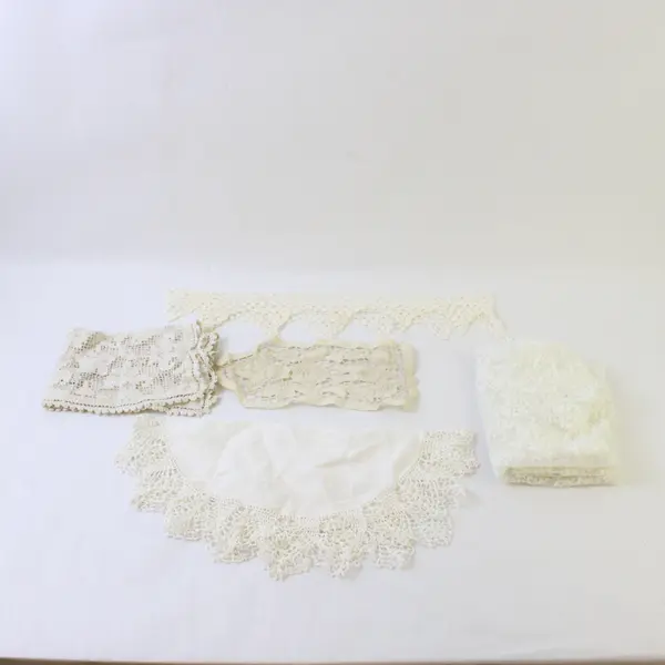 25 Pc Lot Off-White Lace and Crochet Scraps DIY Sewing Trims