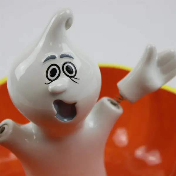 Dept 56 Halloween Ghost Jack O Lantern Ceramic Candy Dish Bowl Decor 7"