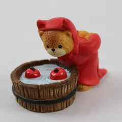 VTG 1997 Lucy & Me Devil Bear Bobbing for Apples Ceramic Halloween Figurine 2.5"