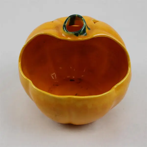 Ceramic Jack-O-Lantern Candle Holder 6" FLAWED