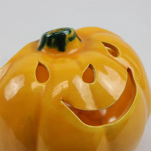 Ceramic Jack-O-Lantern Candle Holder 6" FLAWED