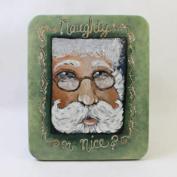 Hand-Painted Santa Claus Naughty or Nice Wooden Step Stool Holiday Decor