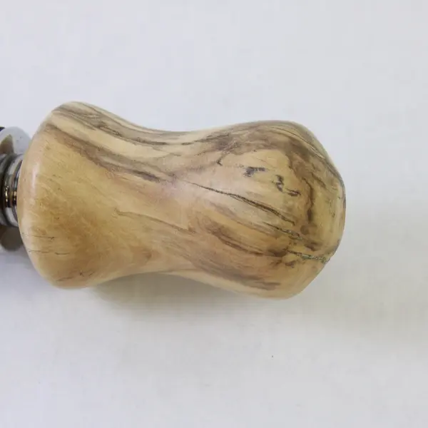 Handcrafted Spalted Maple Wood Wine Bottle Stopper Chrome & Rubber 5.5"
