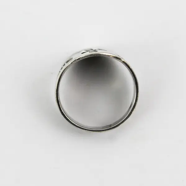 Vtg Silver Native American Cigar Band Ring Size 8.5 With The Letter P Arrows