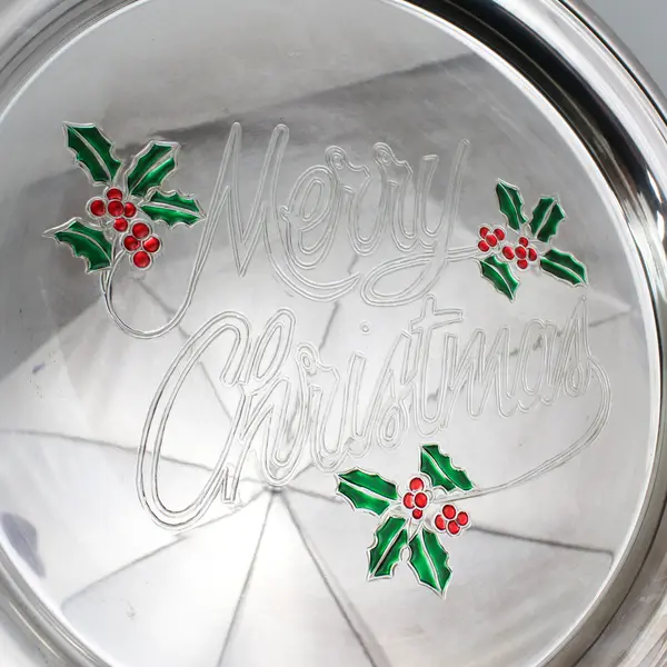 Vntg. Sheridan Taunton Silversmiths Merry Christmas Tray Fine Silverplate  12511