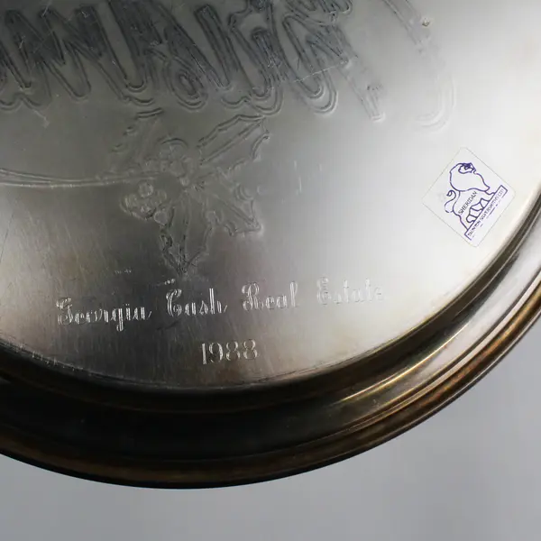Vntg. Sheridan Taunton Silversmiths Merry Christmas Tray Fine Silverplate  12511