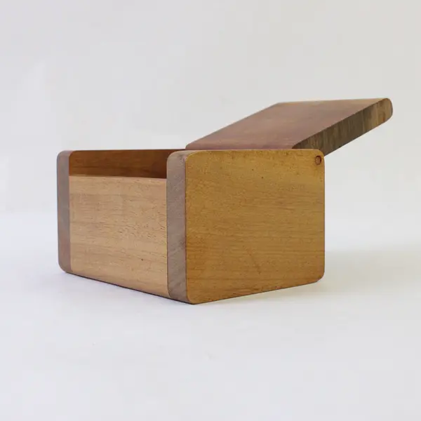 Myrtle Wood Small Jewelry Box Figured Polished Collectible Wood Trinket Box