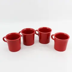 Set of 4 Fiesta HLC Fiesta Red Coffee Mugs with O Handle 10.25 Oz.