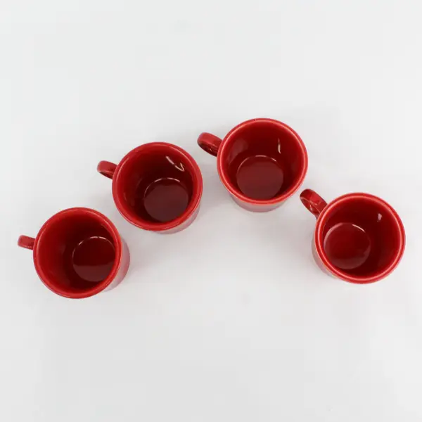 Set of 4 Fiesta HLC Fiesta Red Coffee Mugs with O Handle 10.25 Oz.