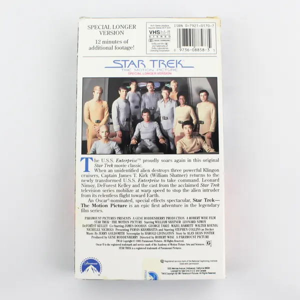 Star Trek: The Motion Picture VHS Tape, 1980, Special Longer Version