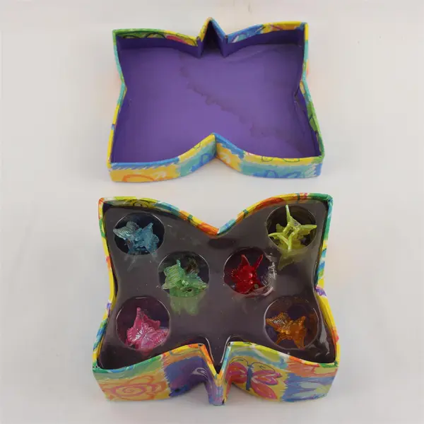 Lot of 11 Small Butterfly Hair Clips Multi-Color with Storage Box