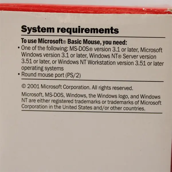 Microsoft Basic PS/2 Wired Mouse Ambidextrous Scroll Wheel - Open Box