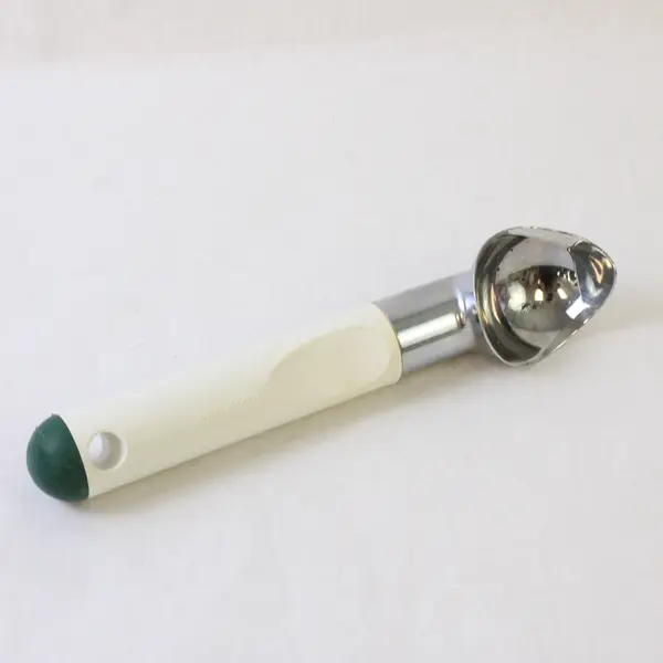 Vintage Tupperware White/Green Handle Ice Cream Scoop Heavy Duty 9" Long
