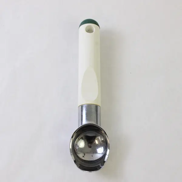 Vintage Tupperware White/Green Handle Ice Cream Scoop Heavy Duty 9" Long
