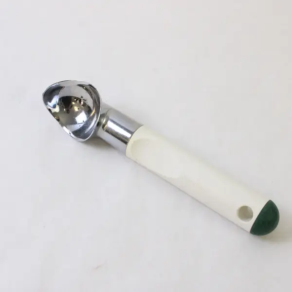 Vintage Tupperware White/Green Handle Ice Cream Scoop Heavy Duty 9" Long