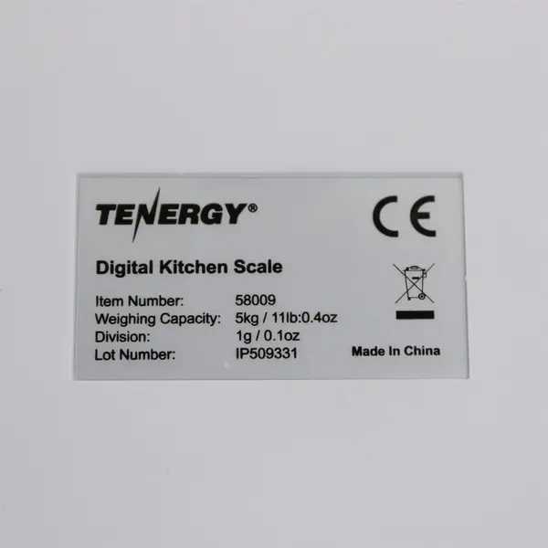 Tenergy Digital Kitchen Scale 58009 White Slim Tested Works