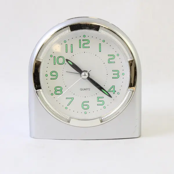 Heavy Duty Silver Alarm Clock Glow-in-the-Dark Numbers Loud Analog